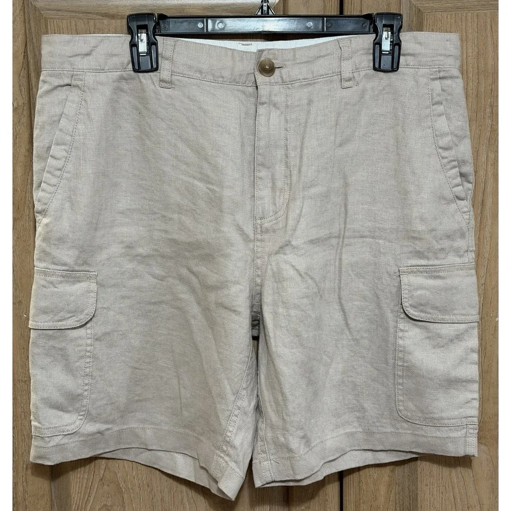 C&C California Cargo Shorts 100% Linen Men's Size 38 Pockets Beach Summer Casual